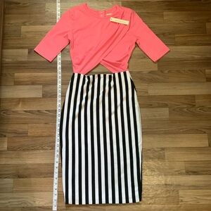 Mustard Seed Black and White Striped Pencil Skirt